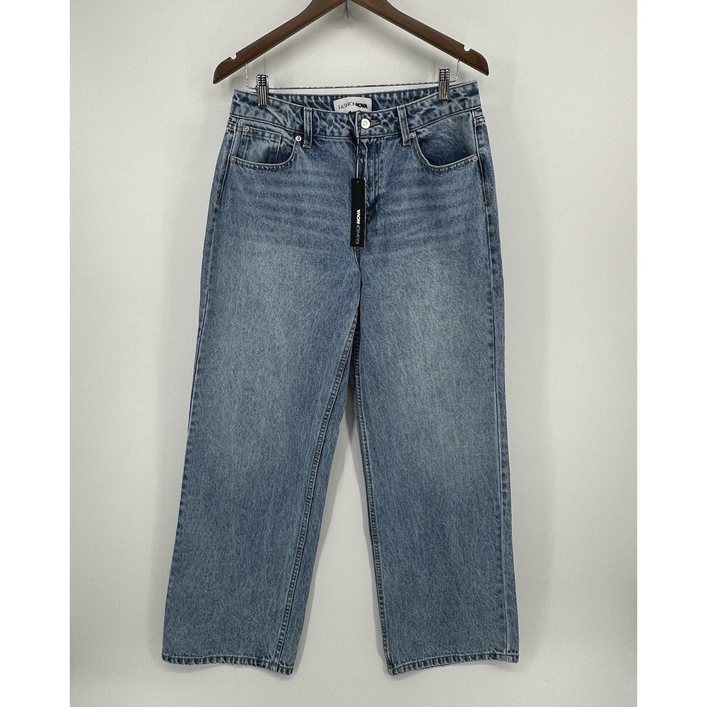 Fashion Nova On To The Next Straight Leg Jeans Size 7 (31) Medium Wash 32 Inseam